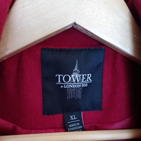 London Fog Wool Blend Single Breasted Lined Pea Coat Winter Red Women XL - Picture 8 of 12